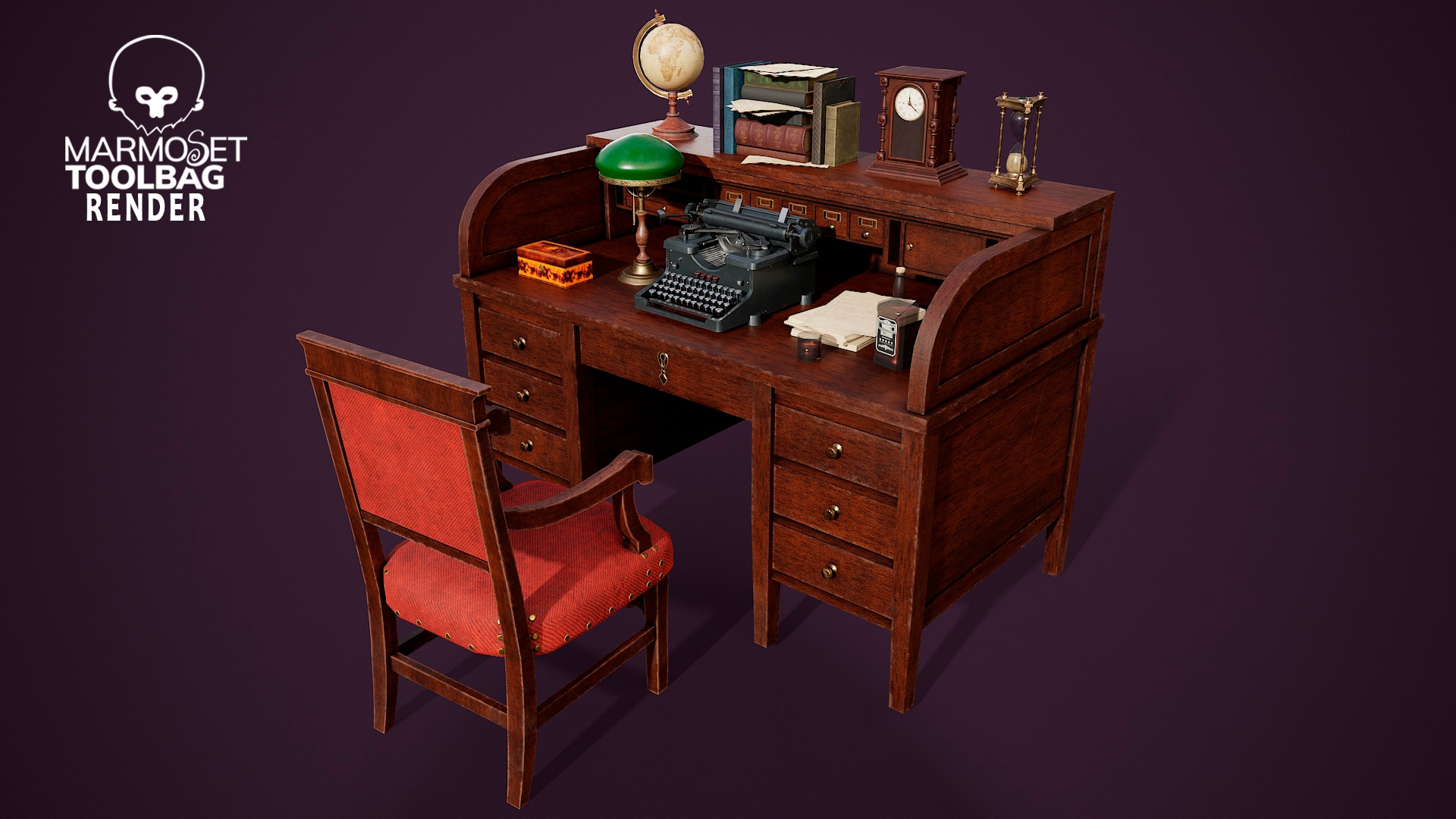 Antique Desk With Miscellaneous in Props UE Marketplace